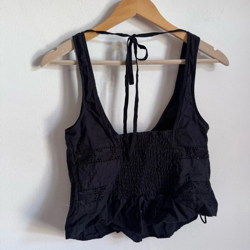 Free People Kianna Lace Tank Top Black $78 M